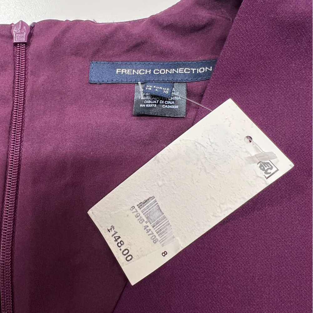 French Connection Whisper Ruffle V-Neck Dress Purple Size 10 New With Tags - Picture 4 of 14